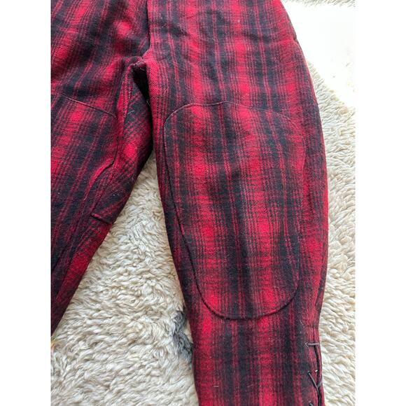 Vintage WOOLRICH Mackinaw Wool Hunting Pants Breech plaid Buffalo Oxblood USA - Picture 8 of 15